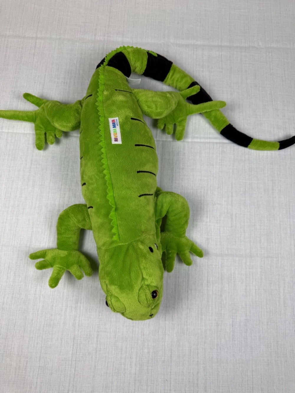 Riviera Maya Mexico Bright Green Plush Puppet Lizard Iguana
